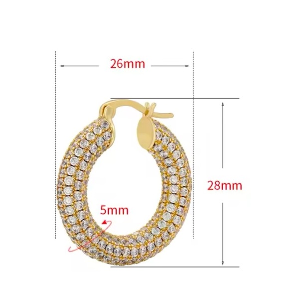 Baby Amalfi Pave Hoops Crystal Gold Earrings - Picture 9 of 13